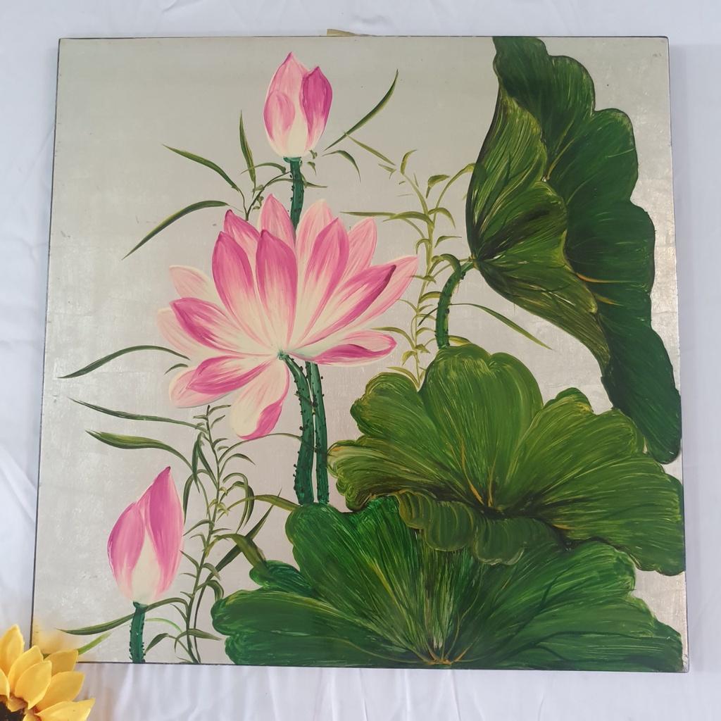 Tranh sơn mài Hoa hàng xuất khẩu 40x40 cm trang trí nhà cửa, làm quà tặng ý nghĩa