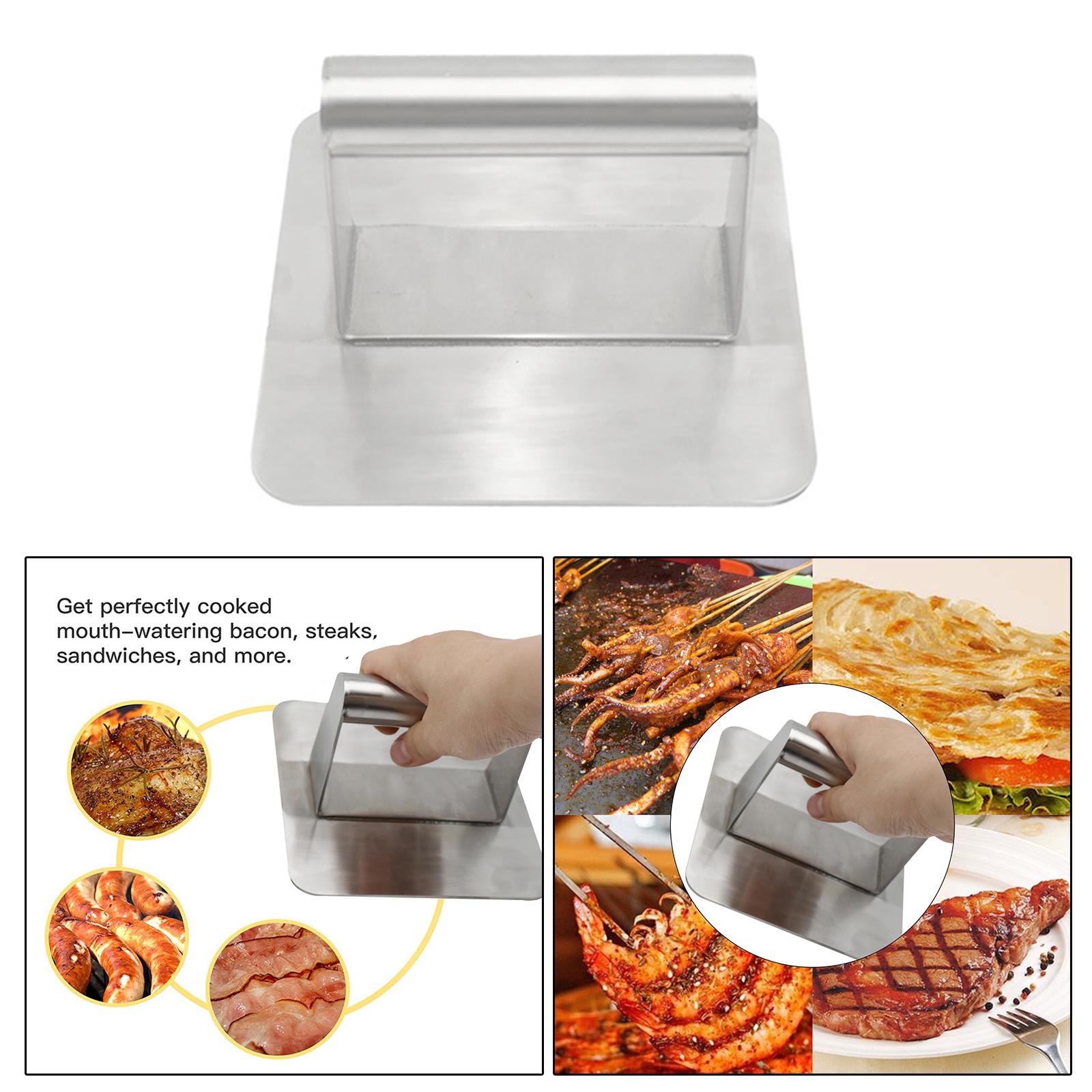 Grill Press 304 Stainless Steel 5.5” Bacon Presser Spatula Burger Press for Grill Cooking
