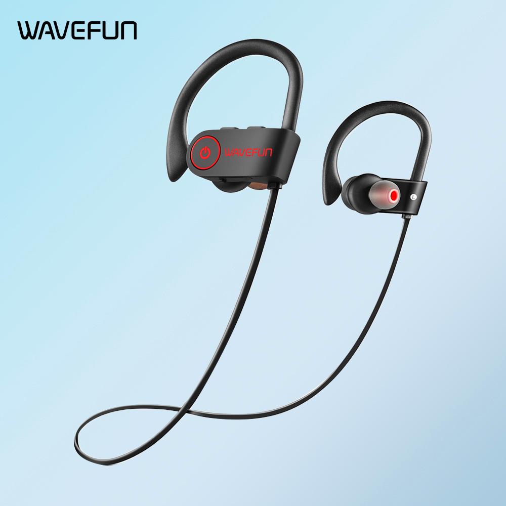 Tai nghe Bluetooth Wavefun XBuds Tai nghe không dây có móc tai IPX7 Chống nước Tai nghe thể thao Super Bass Chế độ chơi game Âm nhạc Màu sắc: Đen