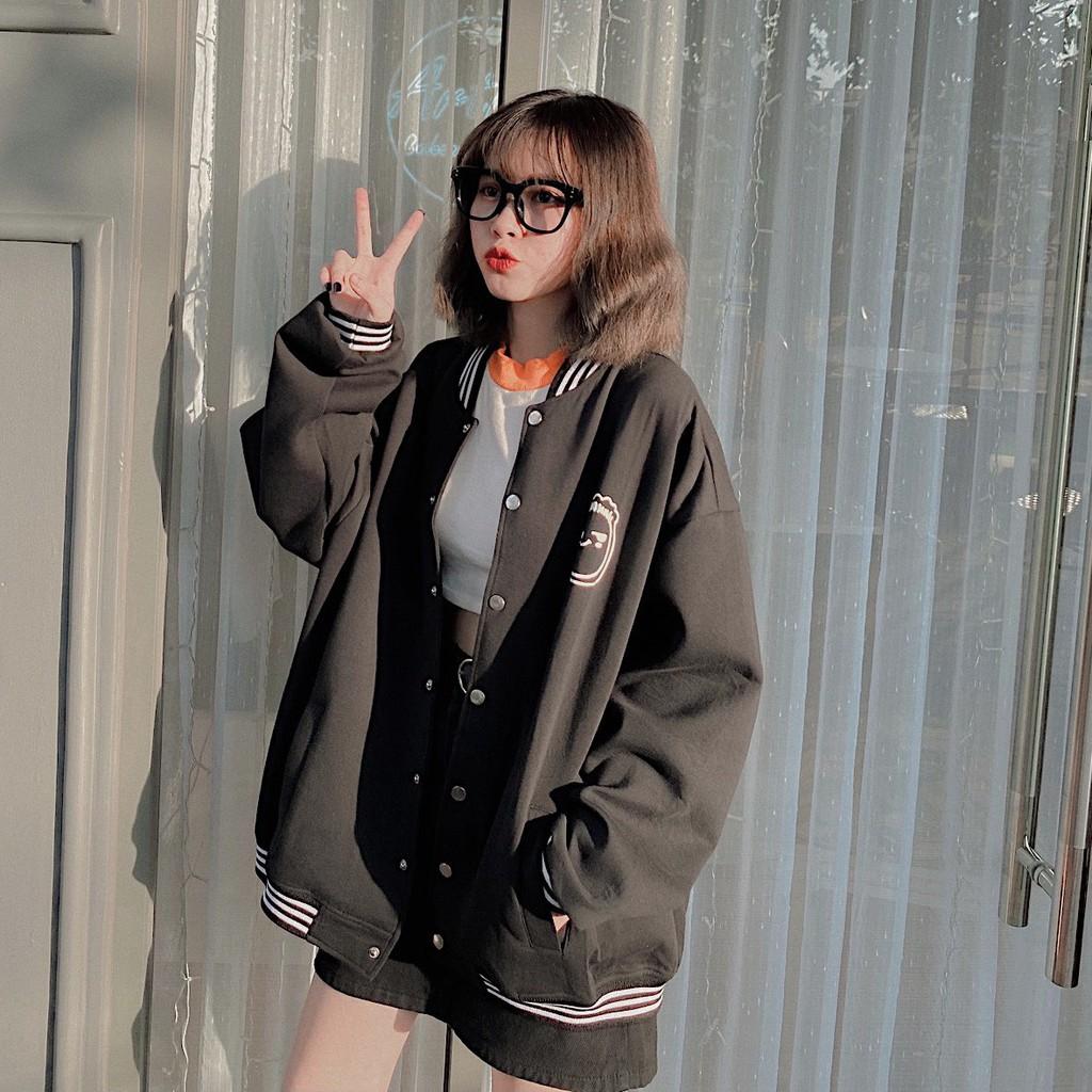 Áo Khoác BOMBER FACE Tay Dài Form Rộng Ulzzang Unisex (Ảnh Thật)