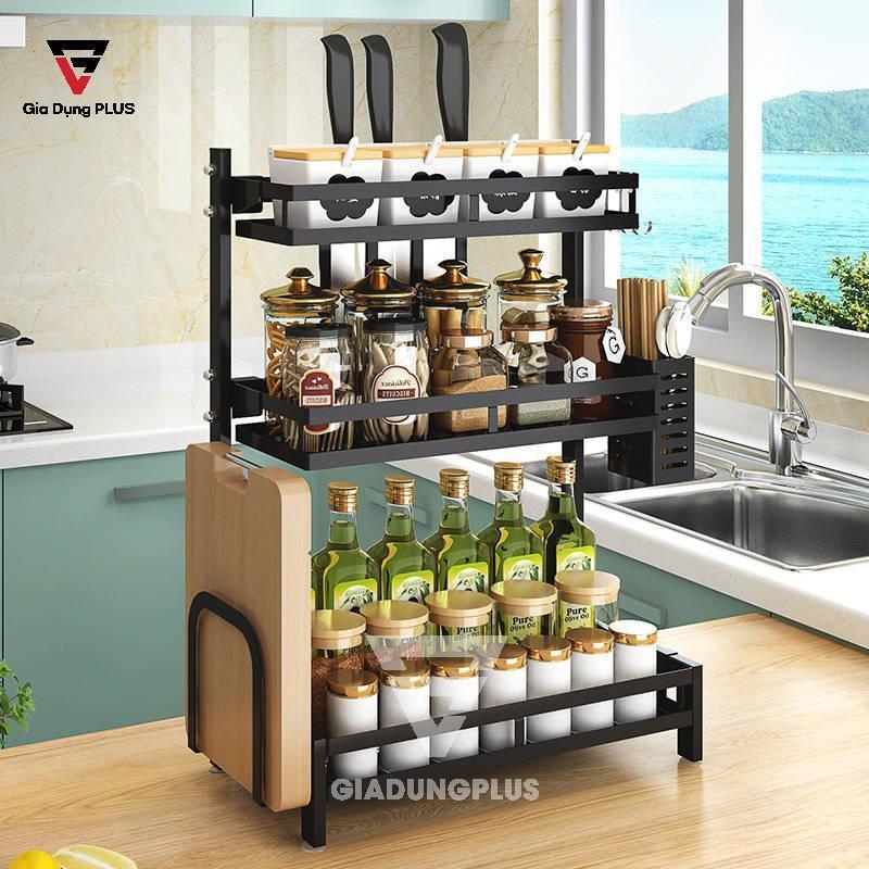 Kệ Đựng Gia Vị, Chai Lọ 2 Tầng & 3 Tầng INOX 304 Đặt Bàn Cao Cấp