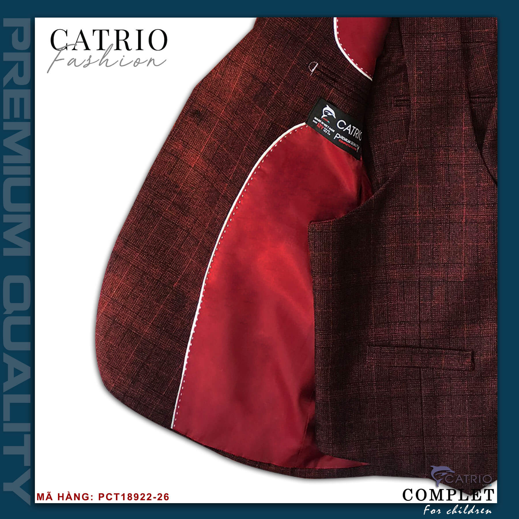 BỘ VEST BÉ TRAI CATRIO PCT18922/26 LÀ BỘ COMPLET TRẺ EM từ 2 tuổi đến 12 tuổi phù hợp ngày lễ tết, tiệc cưới thuộc BST quần áo complet veston trẻ em CATRIO mùa thu đông 2021