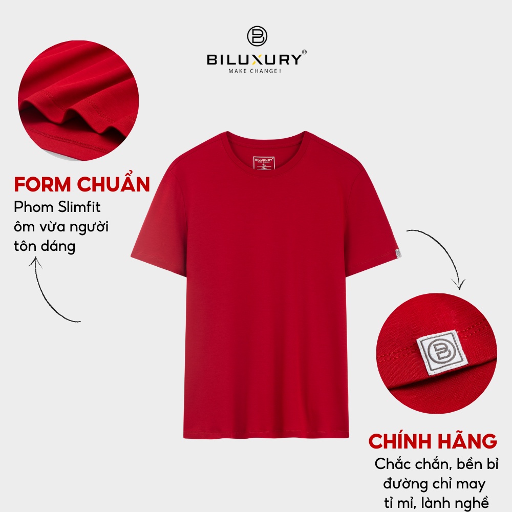 Áo thun nam Biluxury cổ tròn kiểu dáng thể thao thấm hút tốt co giãn thoải mái 6APKB001