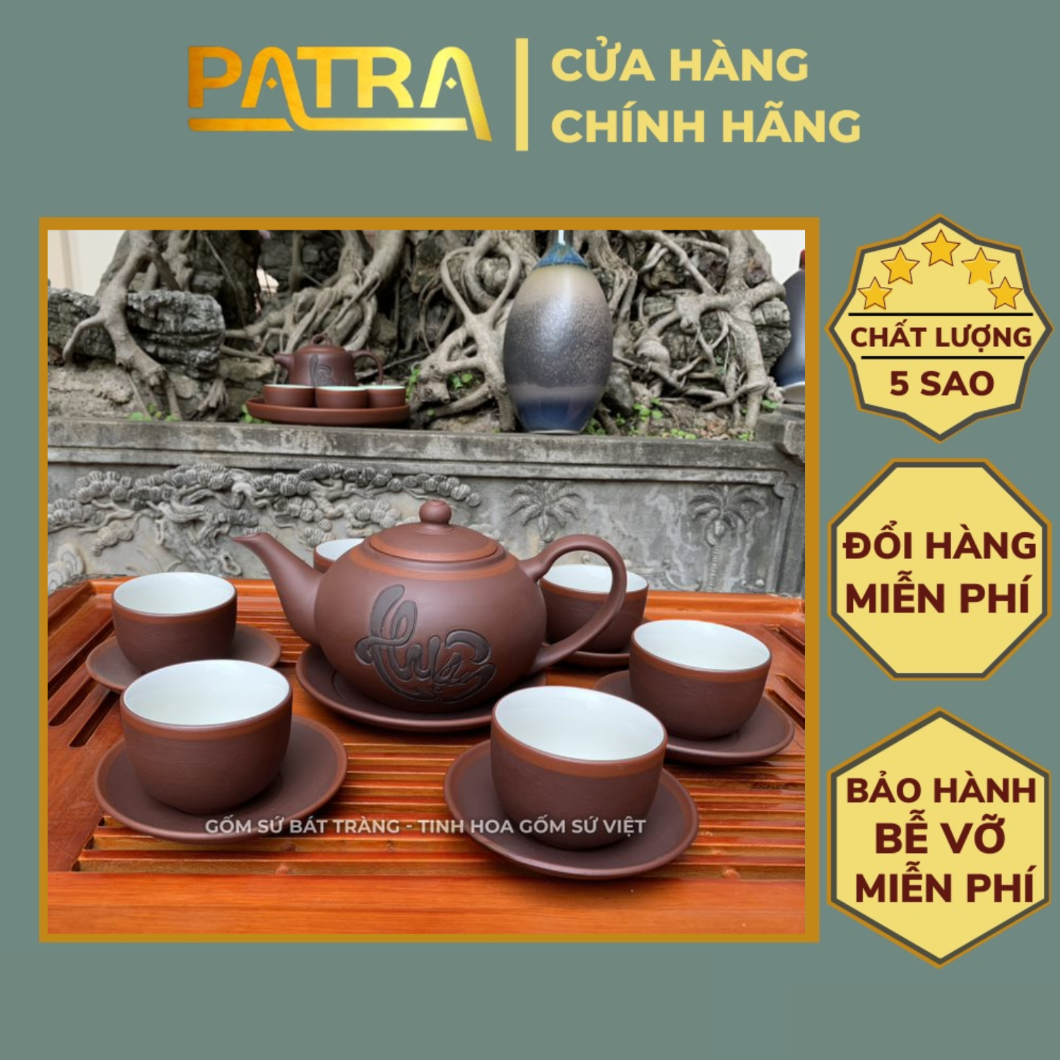 Bộ ấm chén uống trà cao cấp , bộ ấm trà Bát Tràng - trường sa thuận thư phong
