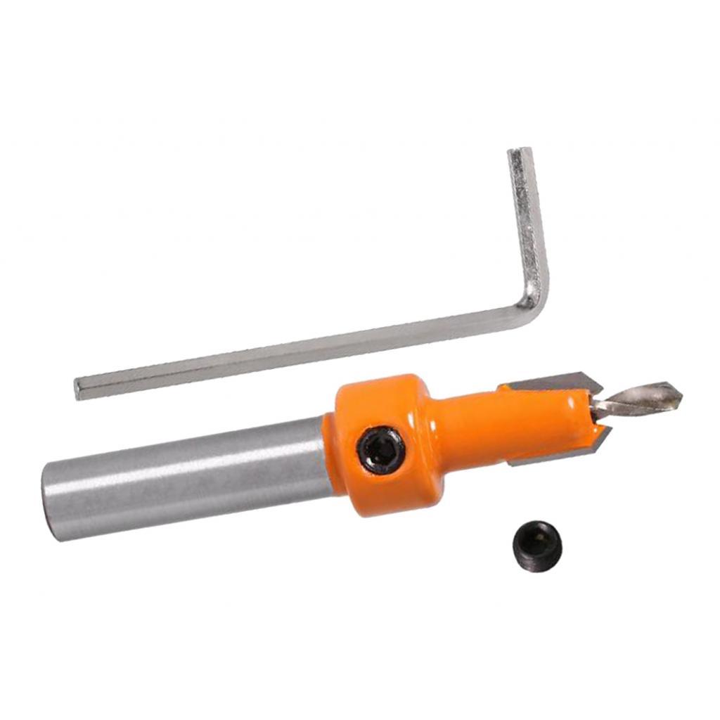 5PCS 8MM SHANK COUNTERSINK DRILL BIT SET WOODWORKING  WITH HEX-KEY