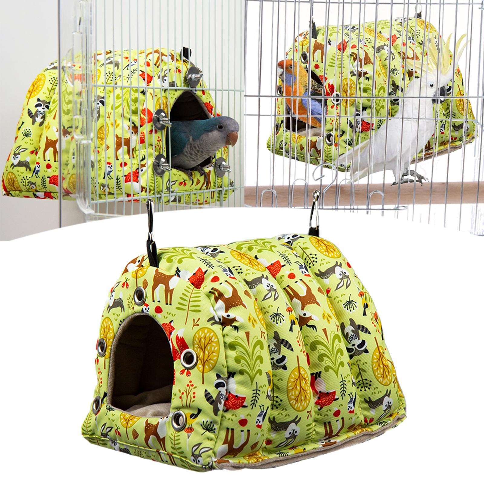 Winter Parrot Cage Tent Hammock Cage Accessories Hut Bird Bed Removable Pads Plush Shed Toy Bird Nest for Parrot Lovebirds Finches Cockatoo