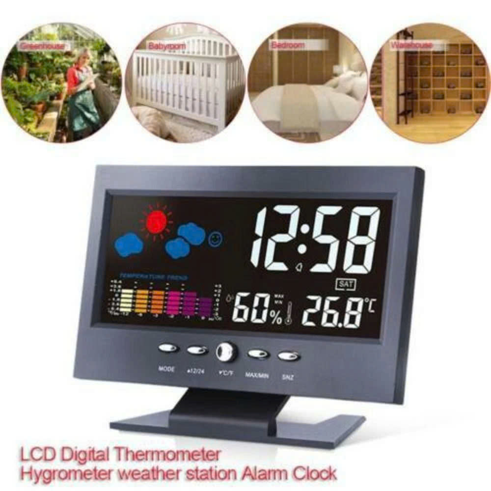 Đồng Hồ LED Để Bàn Báo Thức Cảm Biến Âm Thanh, Màn Hình LCD Có Báo Nhiệt Độ &amp; Lịch Siêu Tiện Lợi – Đẹp, Độc, Dễ Dùng