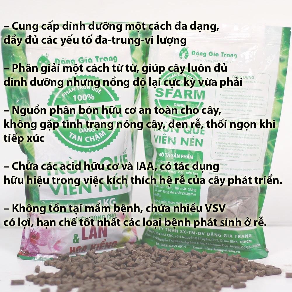 Phân Trùn Quế Viên Nén Sfarm Cho Lan Cây Hoa Kiểng 1Kg