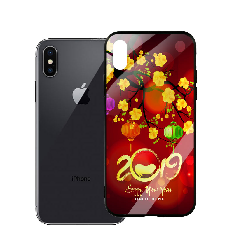 Ốp Lưng Kính Cường Lực cho điện thoại Iphone X / Xs - Hello 2019 Mẫu 5