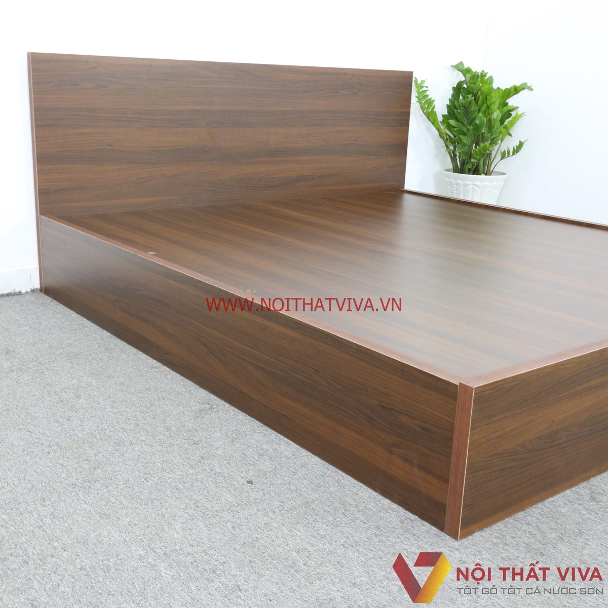 Giường Ngủ Gỗ MDF Melamine Màu Nâu Đẹp Hiện Đại Giá Rẻ