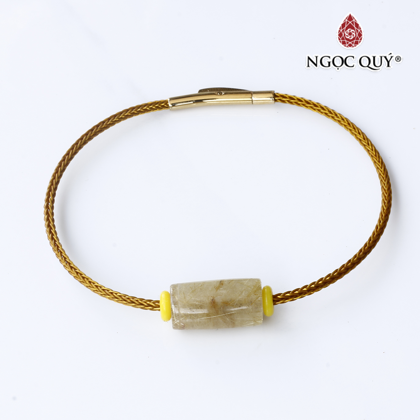 Vòng dây thép lu thống thạch anh tóc vàng 17x9mm mệnh thủy, kim - Ngọc Quý Gemstones