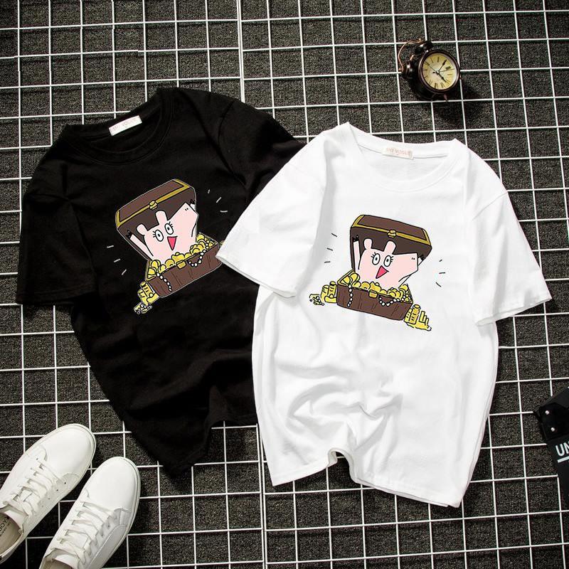 Áo thun unisex form rộng nhân vật hoạt hình dễ thương vải dày mịn 2019T2136