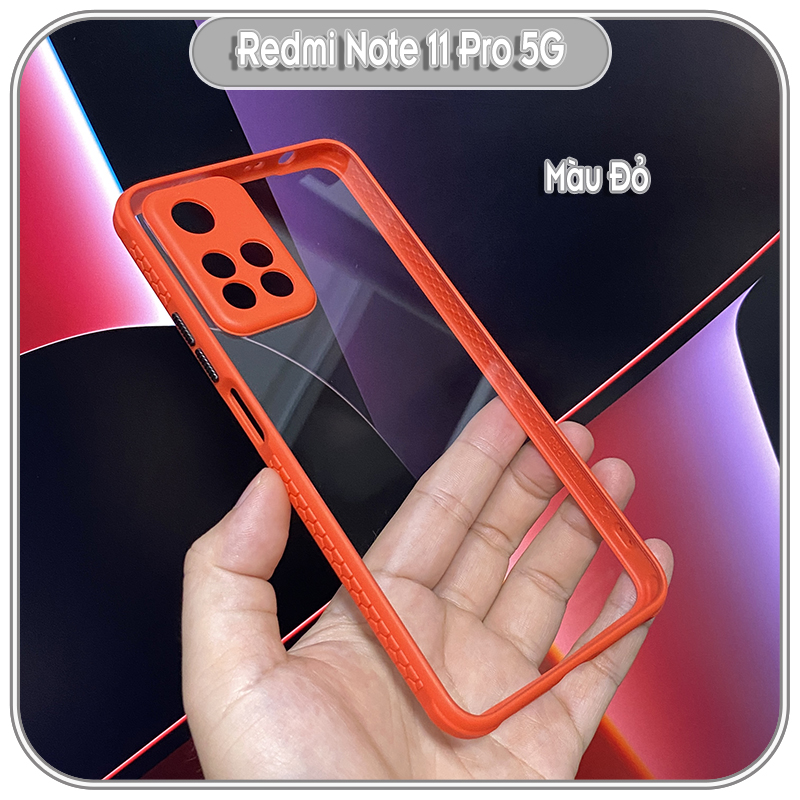 Ốp lưng cho Xiaomi Redmi Note 11 Pro Plus 5G trong viền màu che camera 4 Góc chống sốc