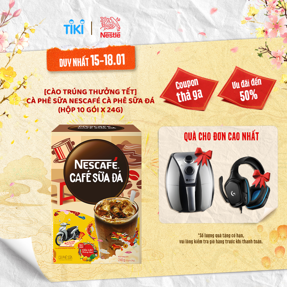 Cà Phê Sữa NESCAFÉ Cà Phê Sữa Đá (Hộp 10 Gói x 24g)