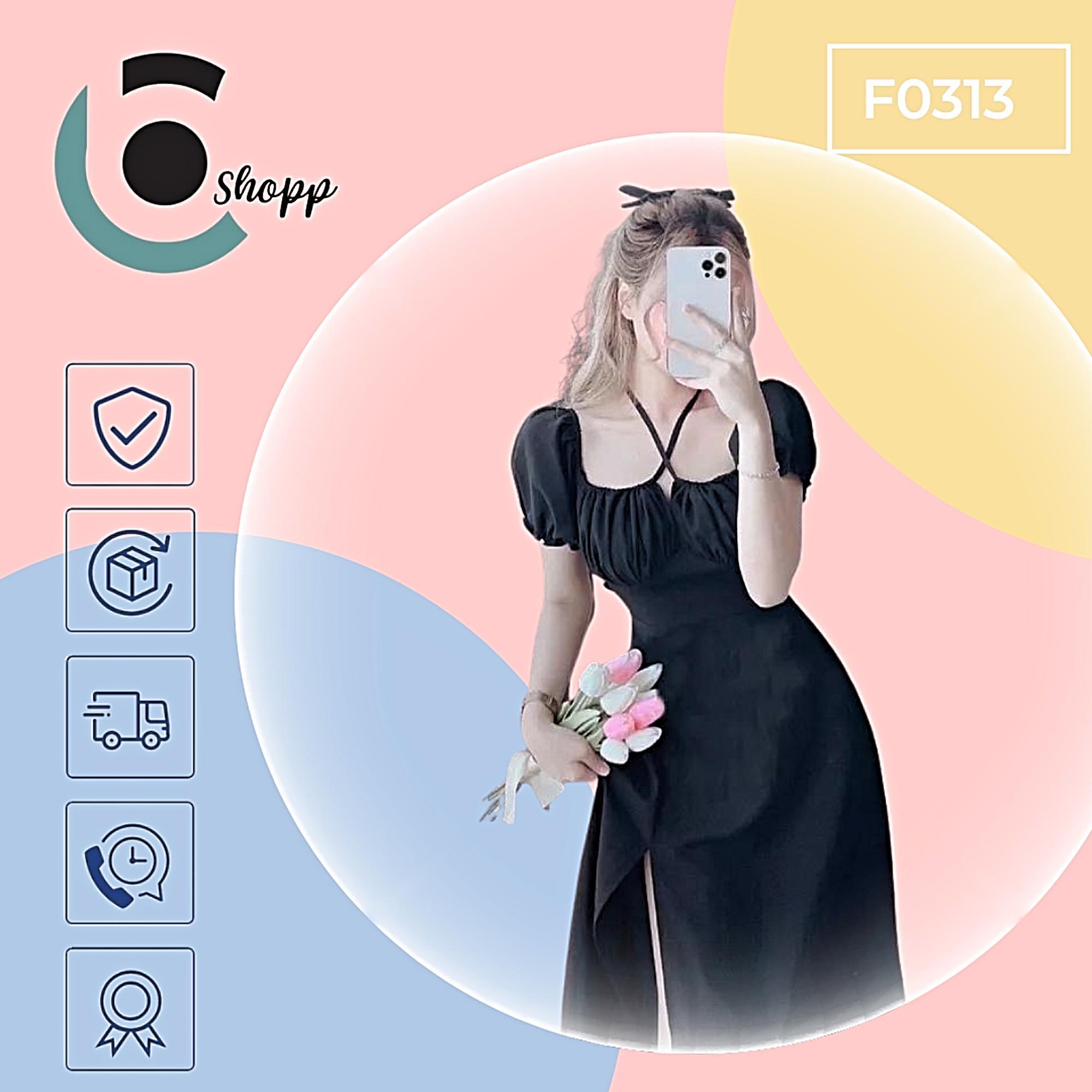 Đầm maxi nhíu ngưc xẻ tà cao cấp
