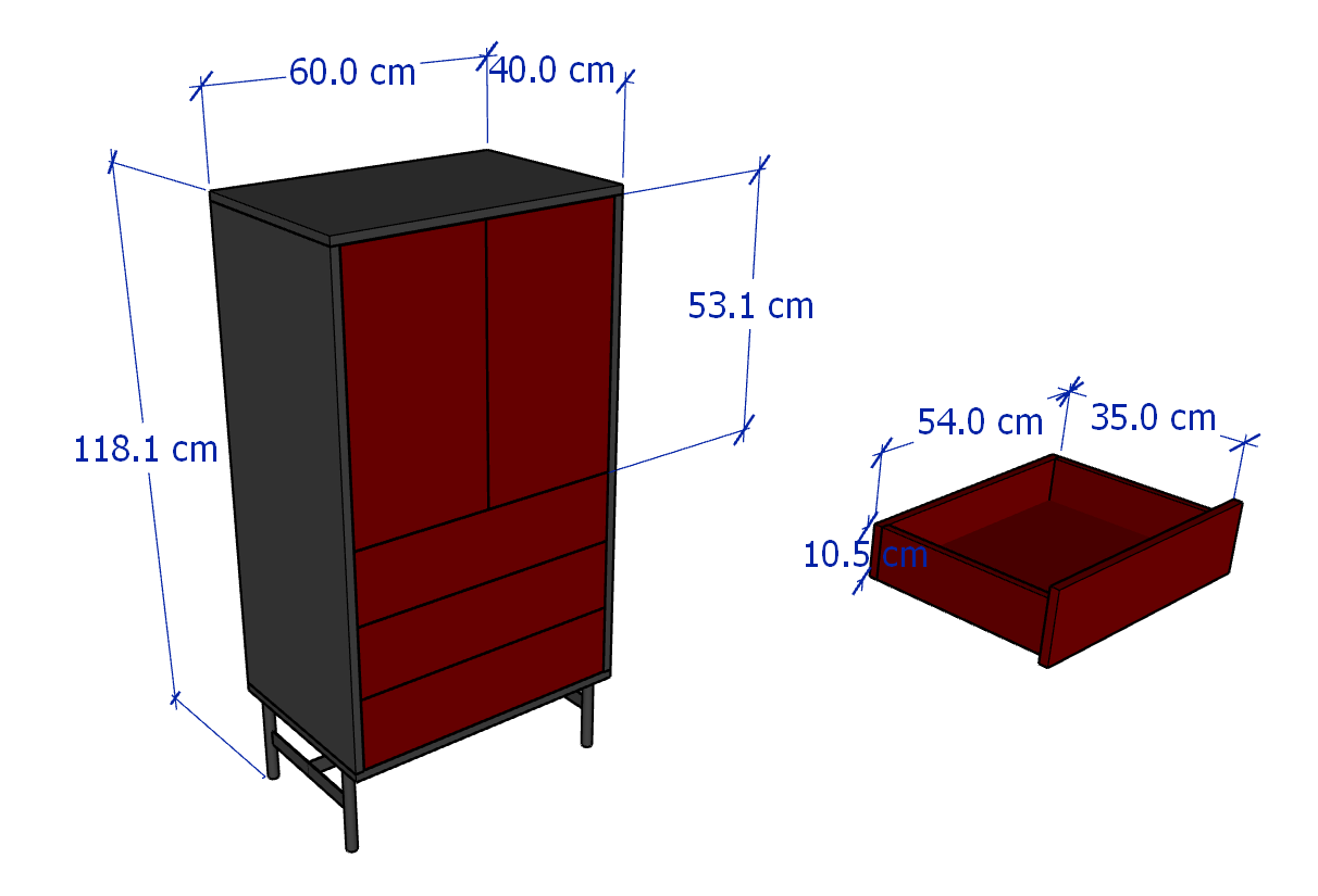 JAM, Tủ lưu trữ, đựng đồ DRA_381, 60x40x118cm