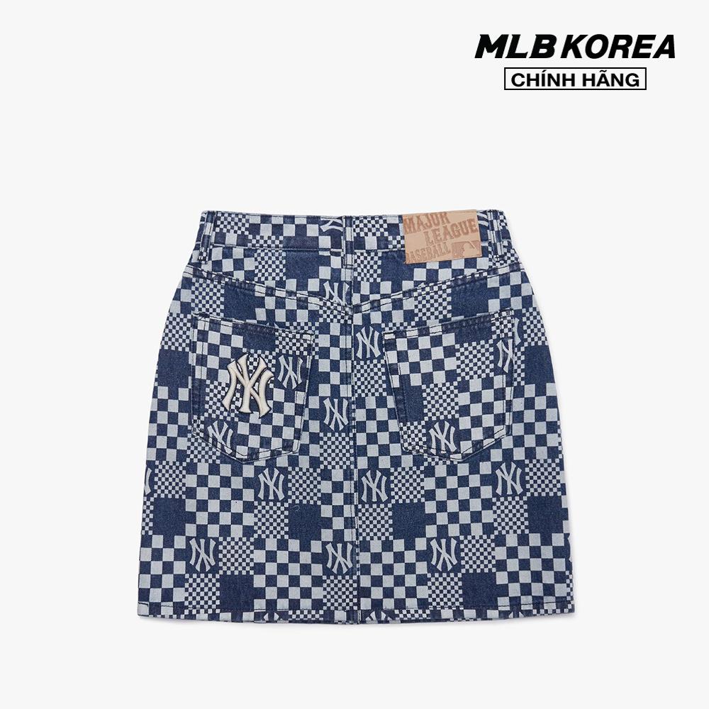 MLB - Chân váy mini denim chữ A Checkerboard 3FDSM0223