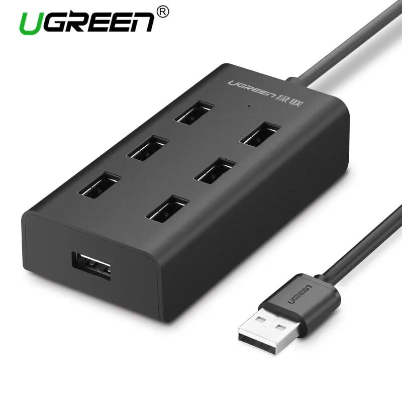 Ugreen UG30374CR130TK 1M màu Đen Bộ chia HUB USB 2.0 sang 7 USB 2.0 hỗ trợ nguồn MICRO USB - HÀNG CHÍNH HÃNG