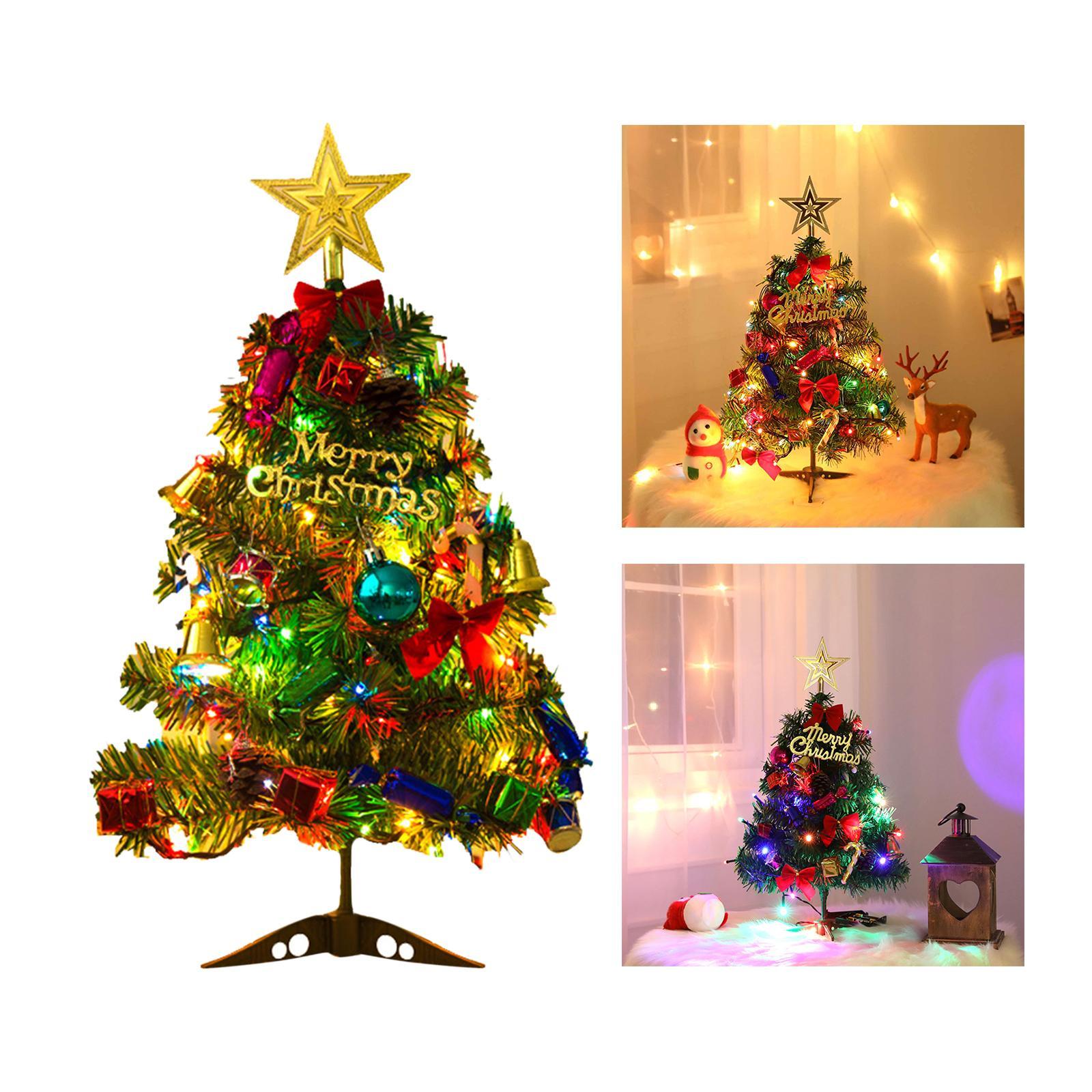 Tabletop Christmas Tree Ornament DIY Xmas Bedroom Decor with LED Lights A