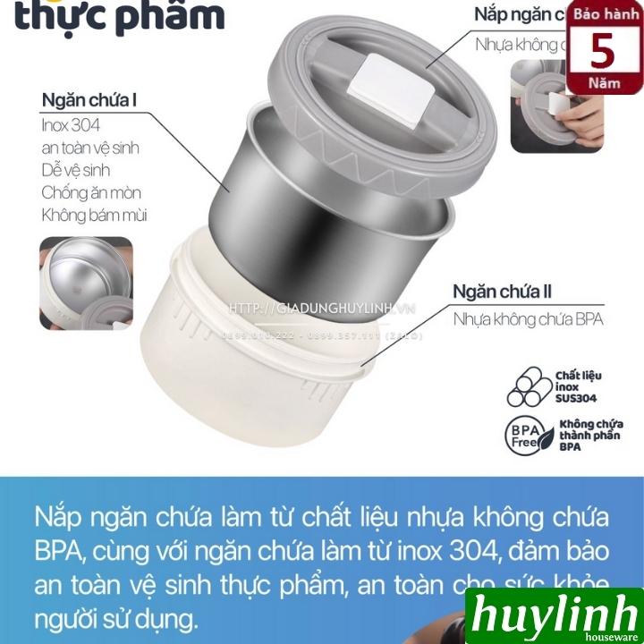 Hộp cơm giữ nhiệt 3 ngăn 2Good HC02 - 2 lít - Tặng túi xách - Kèm Đũa - Thìa - Bảo hành 5 năm - Hàng chính hãng