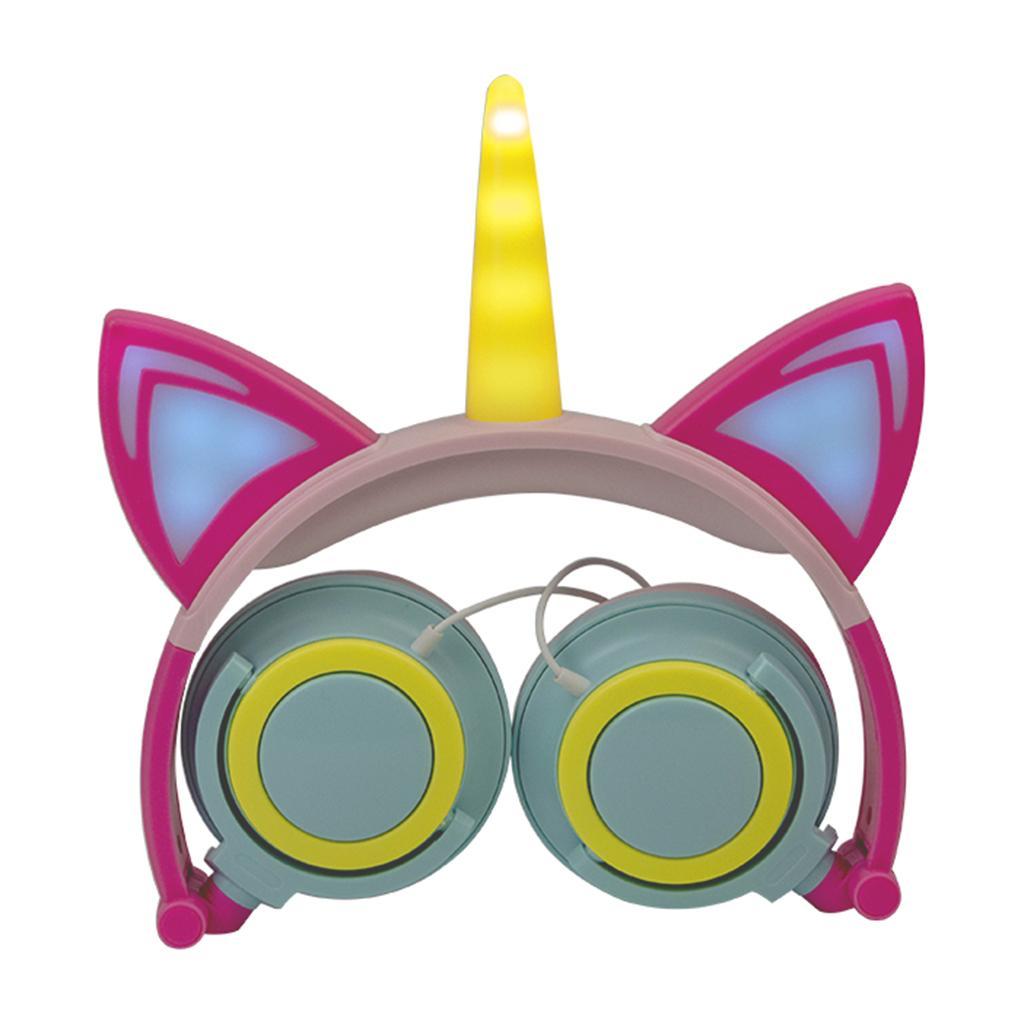 Cat Ear Unicorn Kids Headphones LED Flashing Girls Headband