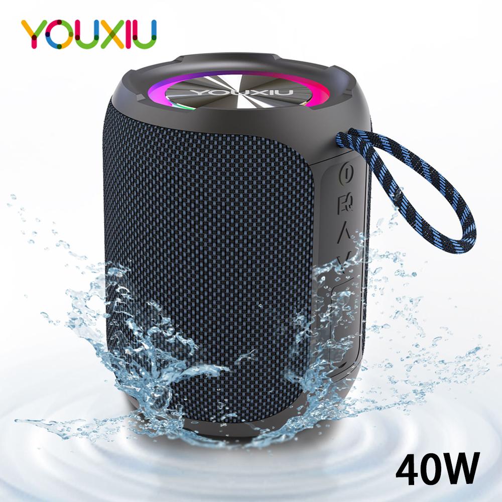 YOUXIU 40W loa bluetooth di động phụ Subwofer 360 độ âm thanh âm thanh âm thanh âm thanh không nước IPX7 Hỗ trợ TF TWS loa USB màu: 40W Đen