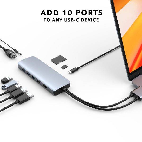 Cổng Chuyển HYPERDRIVE VIBER 10-IN-2 4K60HZ USB-C HUB FOR MACBOOK, IPADPRO, LAPTOP, SMARTPHONE (HD392) - Hàng Chính Hãng