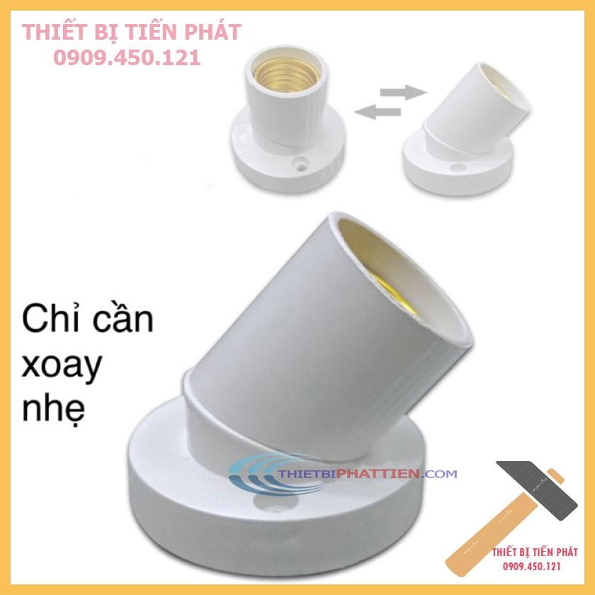 Đuôi Ngồi, Đuôi Đèn Xoáy E27 Đa Năng Chỉnh Đứng, Xéo, Nghiêng Gắn Tường, Táp Lô Lõi Đồng