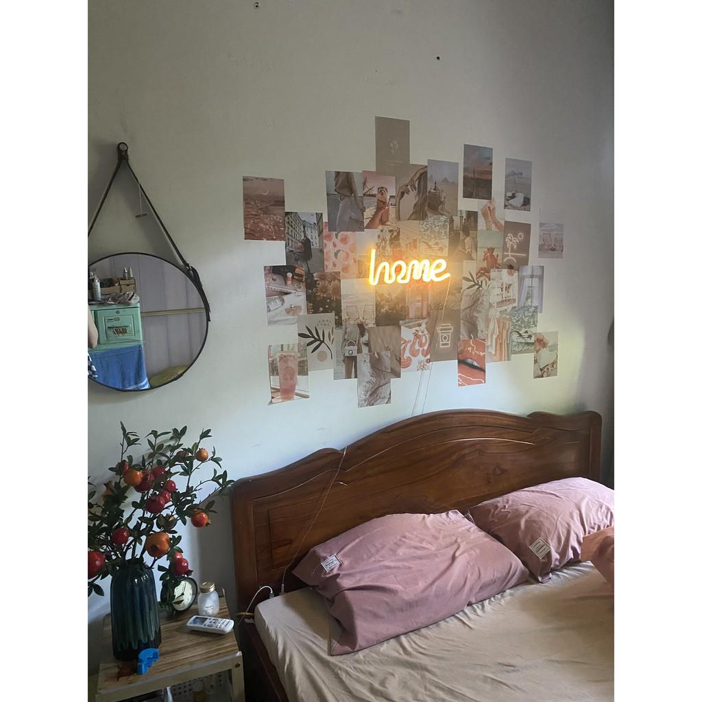 Set 24 hình Wall Collection Sticker dán tường trang trí decor phòng ngủ instargram - theme Peach Cam Đào 1305