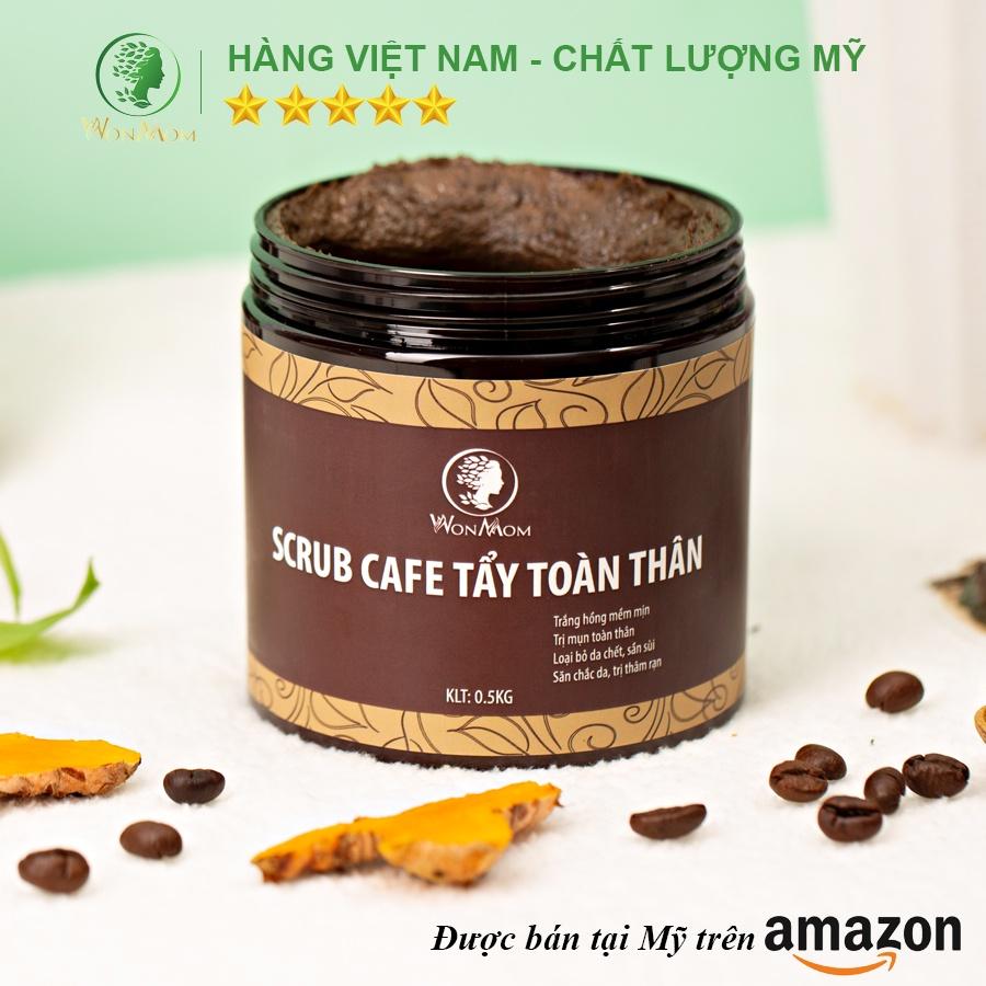 Scrub Cafe Tẩy Tế Bào Chết Toàn Thân, Giúp Trắng Da Body An Toàn Wonmom 500g