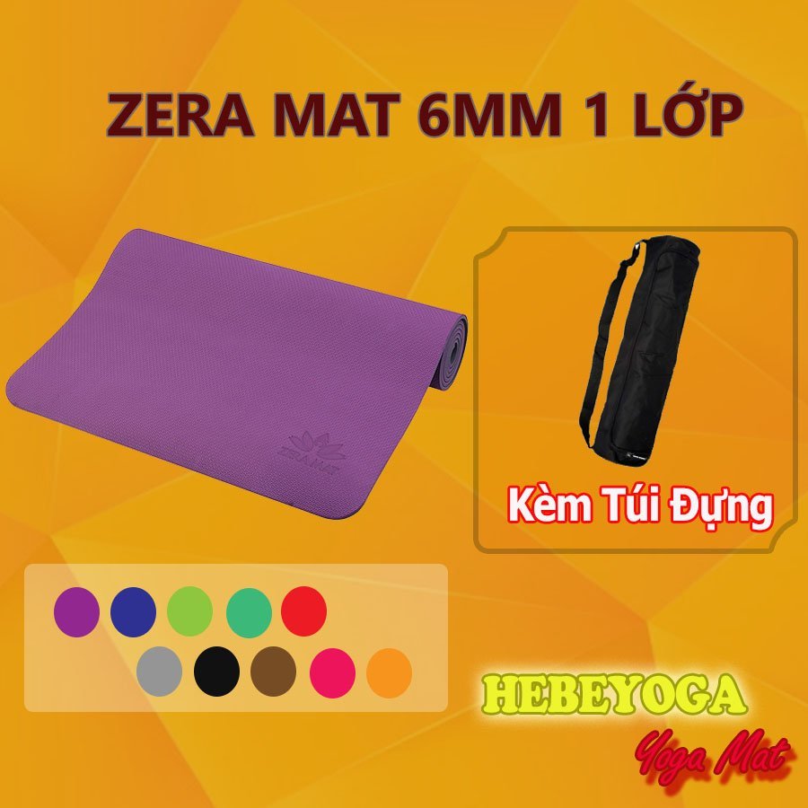 Thảm Tập Yoga TPE Hebeyoga Zera Mat 6mm 1 Lớp Kèm Túi