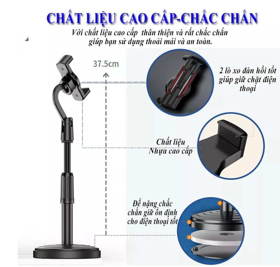 [MALL] giá đỡ điện thoại, chân đế để bàn dùng livestream, quay video, ghi hình xoay 360 độ - Hàng Chính hãng DODODIOS