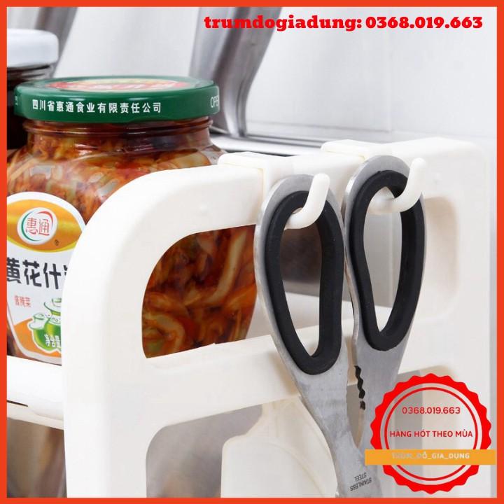 Kệ để đồ nhà bếp chữ h giá đựng gia vị 2 tầng đa năng thông minh kèm khay dao thớt nhựa để bàn phòng đẹp