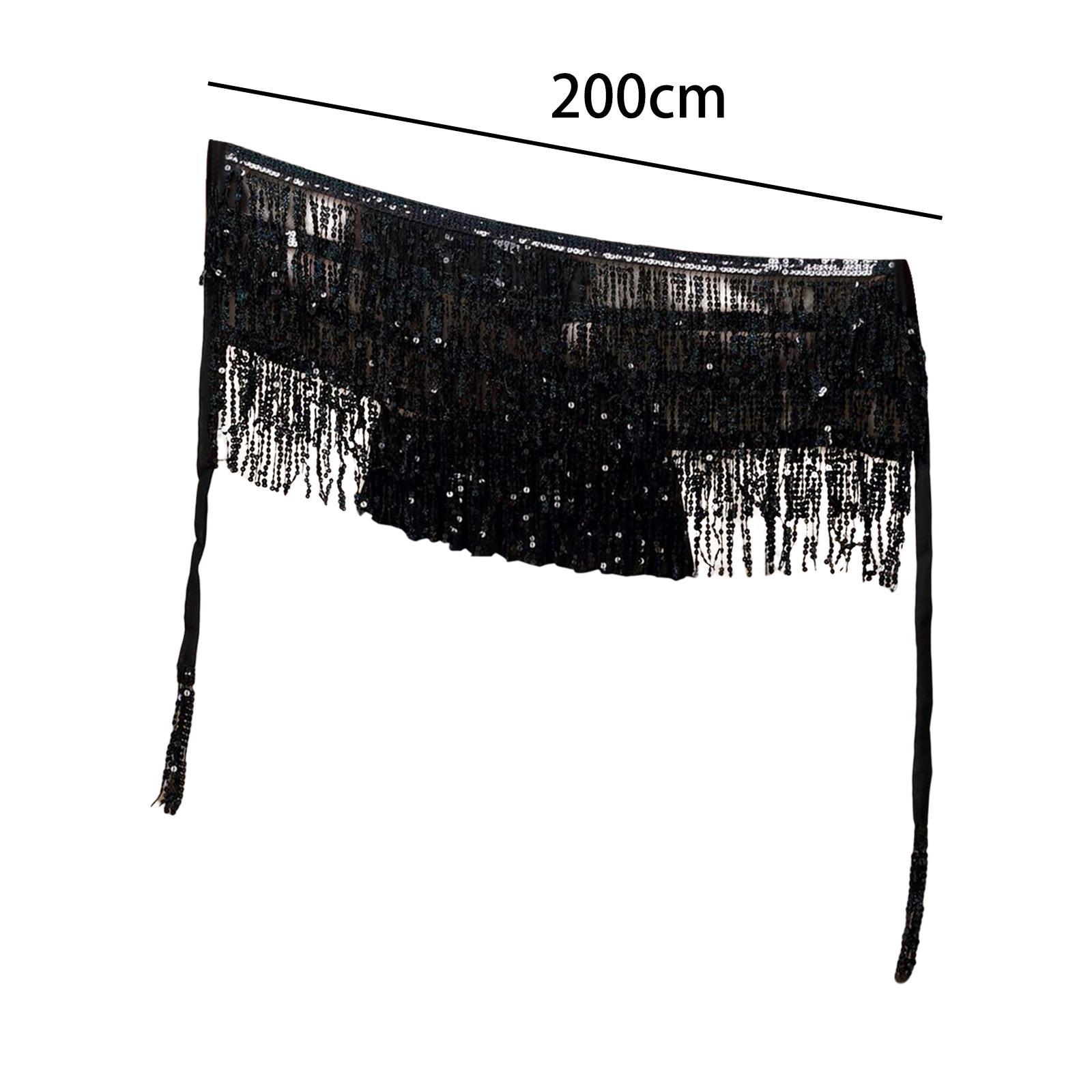 Bohemian Belly Dance Skirt Waist Chain Sequined Tassel Sequins Fringe Costume for Party