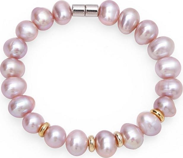 Lắc Tay Ngọc Trai Hồng Tím Mix Charm 8mm
