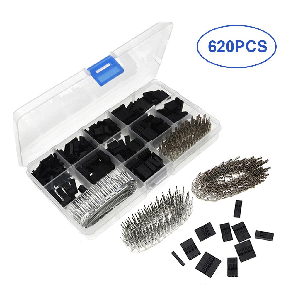 Total 620PCS/Box Electrical 2.54mm Pin Wire Terminal Connectors with Storage Box Portable