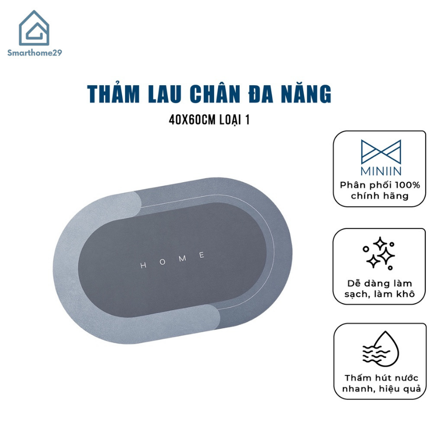 Thảm Lau Chân Nhà Tắm Đa Năng Chất Liệu Chống Trơn Trượt Cao Cấp 4 Lớp Thấm Hút Tốt 40x60cm Loại 1 - Hàng Chính Hãng -( Màu Và Chữ Ngẫu Nhiên)