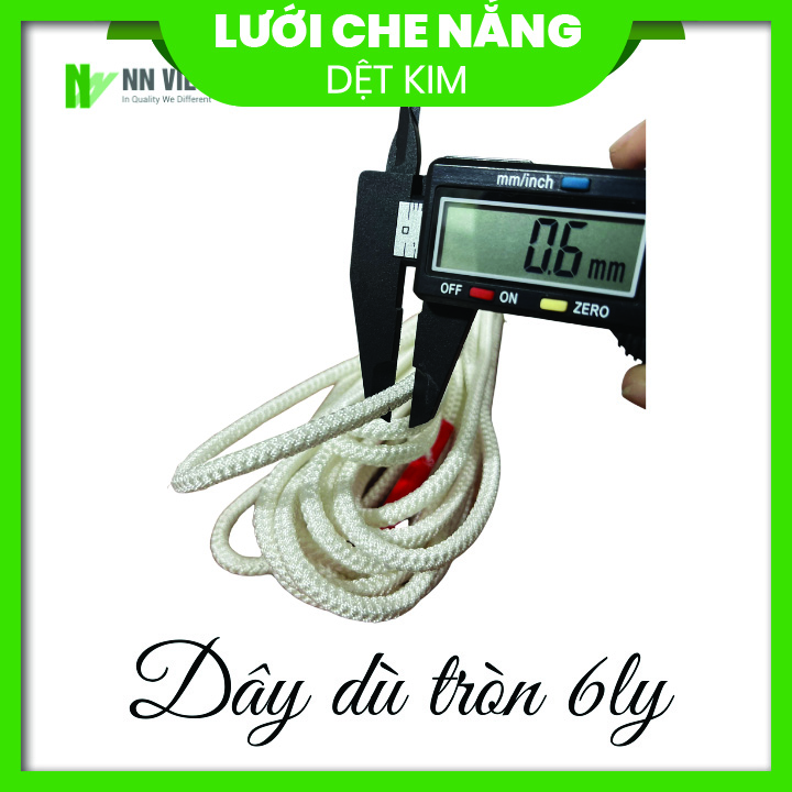 5mét dây dù tròn trắng 6mm dùng giăng bạt, lưới