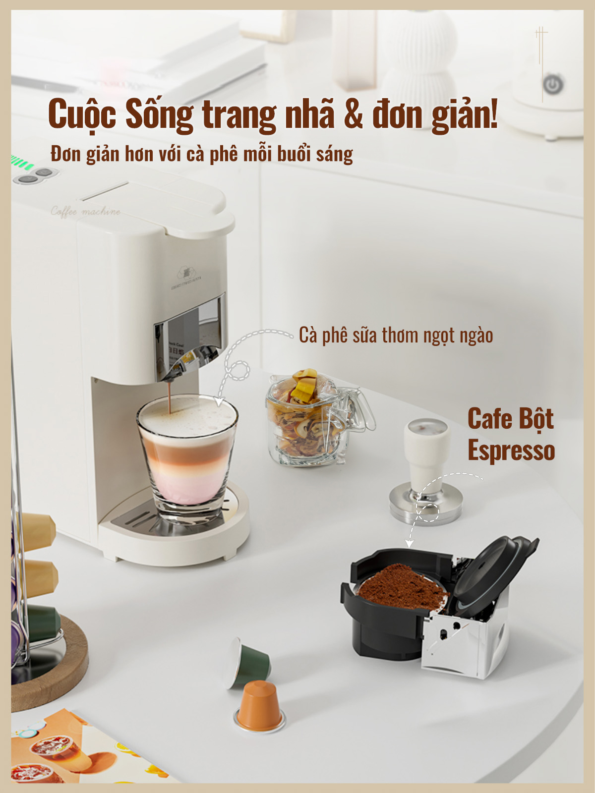 Combo máy pha cà phê CF04 và máy xay cà phê G68 siêu nhỏ gọn tại nhà, văn phòng, hàng chính hãng