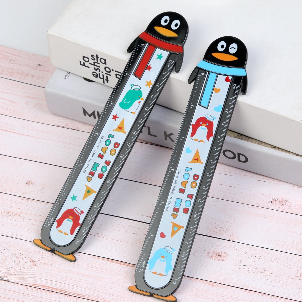 Combo 2 cây thuớc dài 15cm hình chim cánh cụt cute