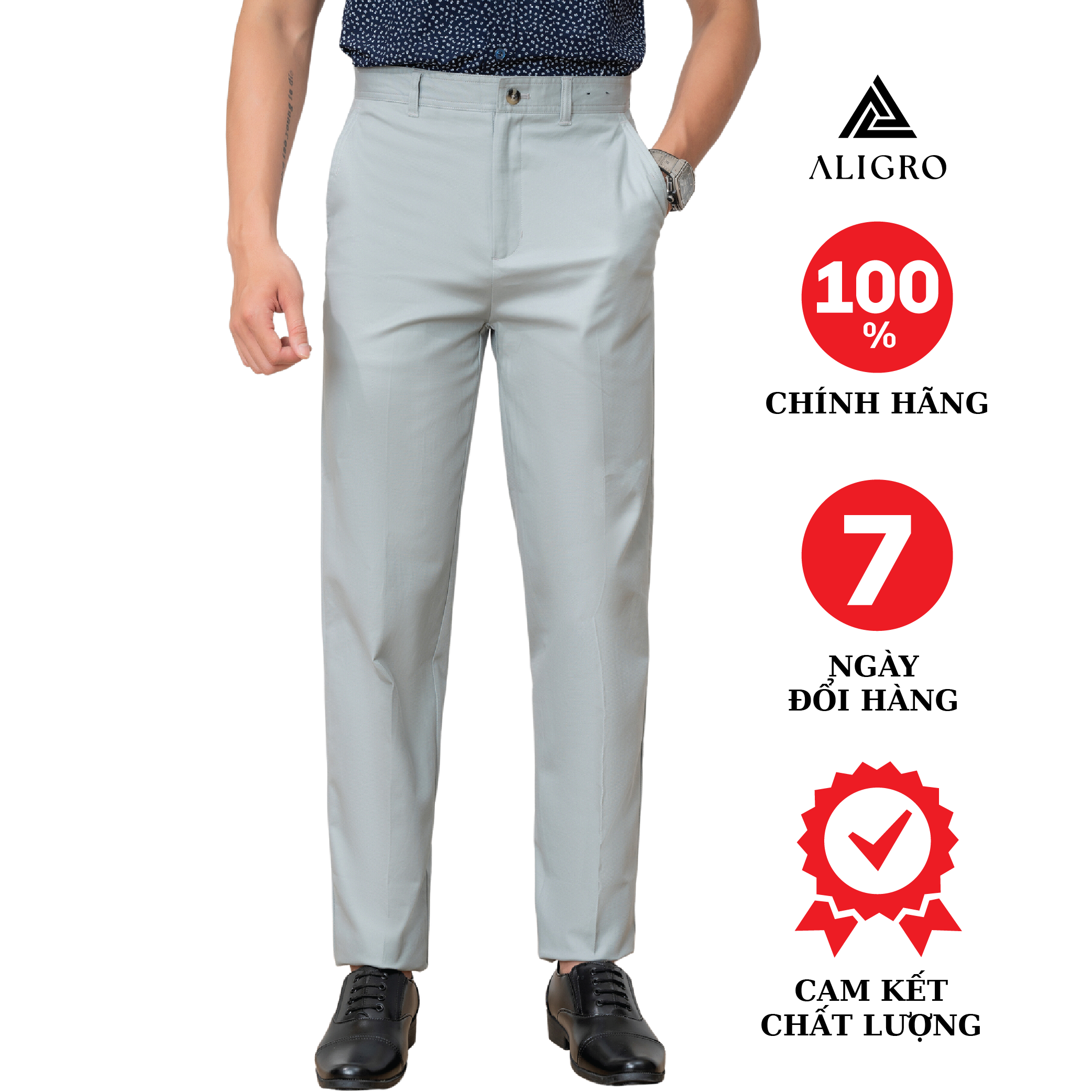 Quần kaki nam ALIGRO chất liệu kaki mềm mịn cao cấp dáng slimfit màu ghi sáng ALGK074