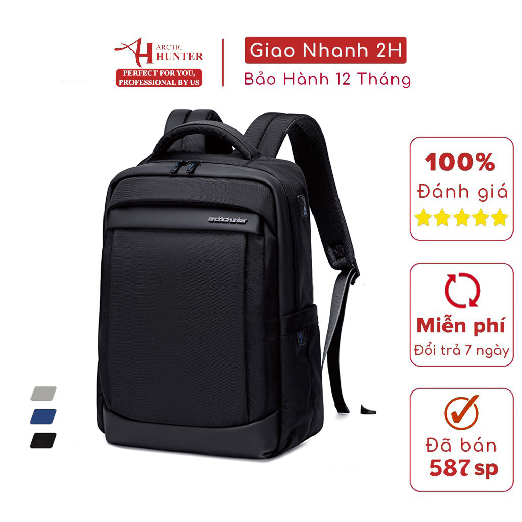 Balo Học Sinh Arctic Hunter Chất Liệu Oxford Chống Nước, Có Cổng Usb - B00478 - Black