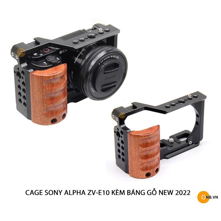 Cage For Sony ZV-E10 Khung kèm báng gỗ mẫu mới 2022 dành cho Sony