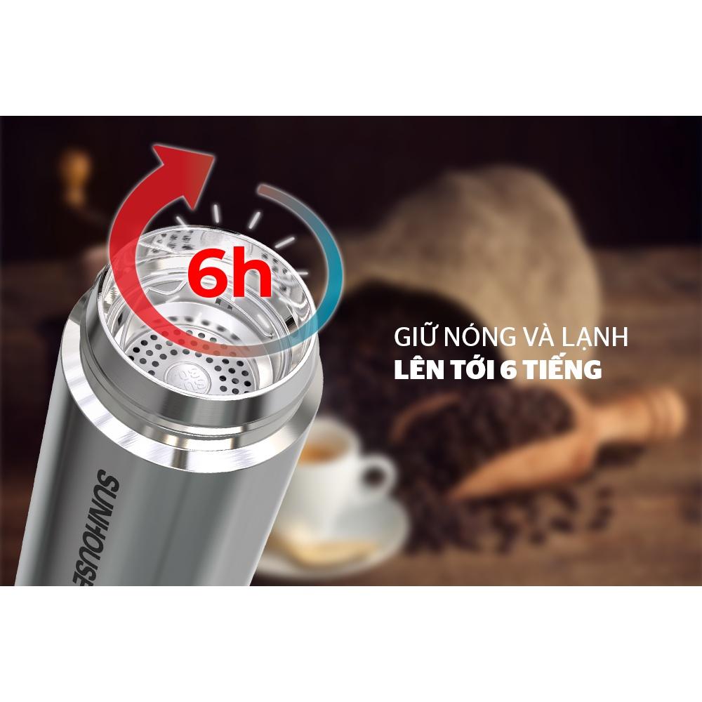 Bình giữ nhiệt Sunhouse KS-TU450I - Chất liệu 2 lớp inox 304, Dung tích 450ml, Cách nhiệt tốt, giữ nhiệt nóng lạnh 6h