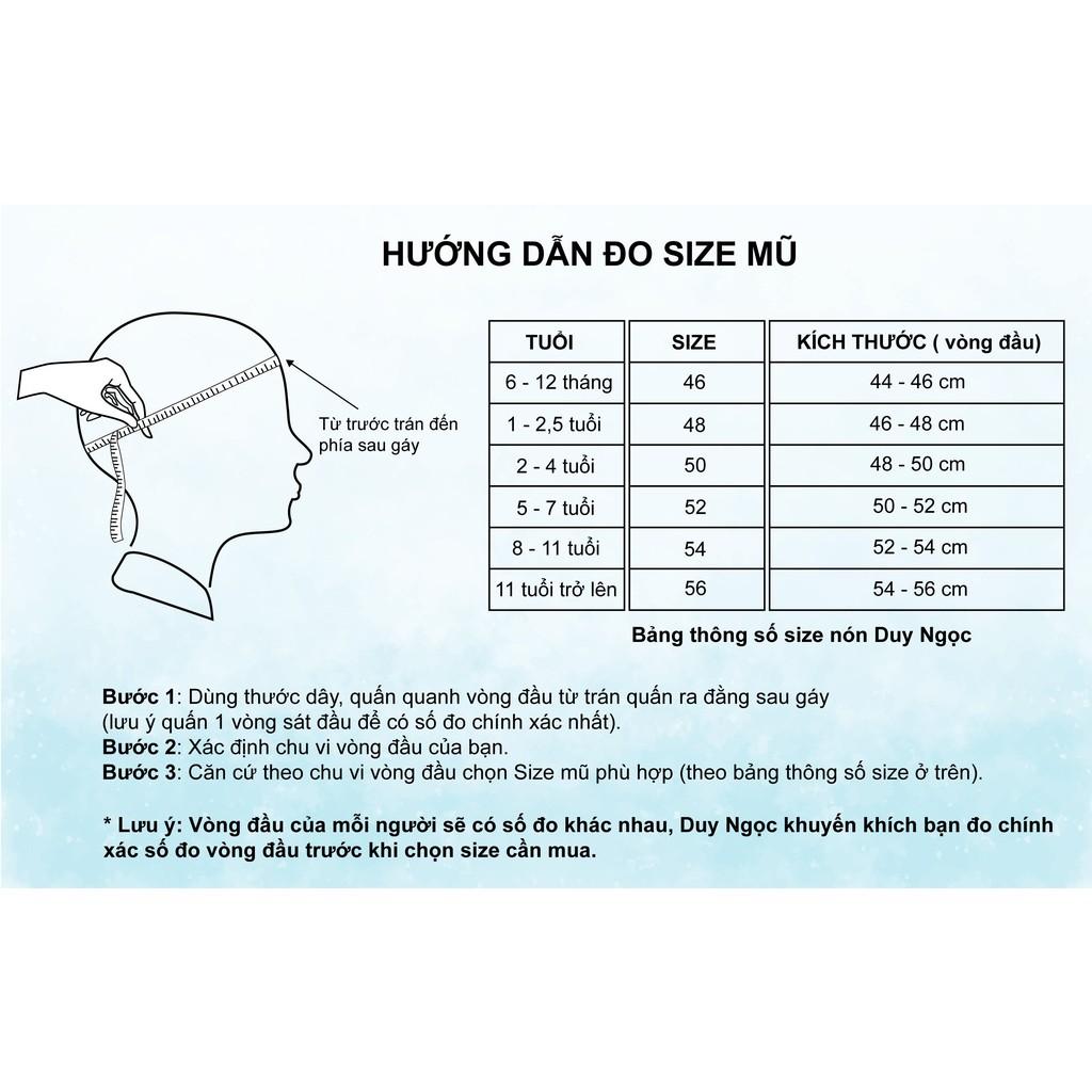 Nón Kết Lính Thêu Cao Cấp Duy Ngọc Size 52 Cho Bé Trai Từ 6 đến 8 Tuổi , hàng chính hãng