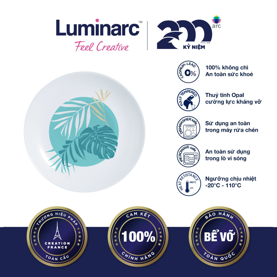 Bộ 6 Đĩa Chấm Thủy Tinh Luminarc Diwali hiwaii 11cm - LUHUV7187