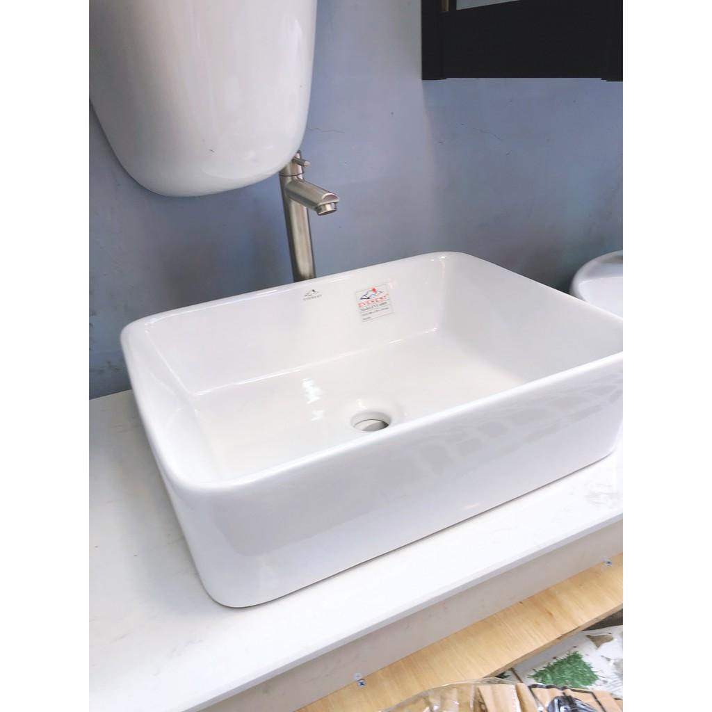 Lavabo đặt  bàn  vuông tráng men nano