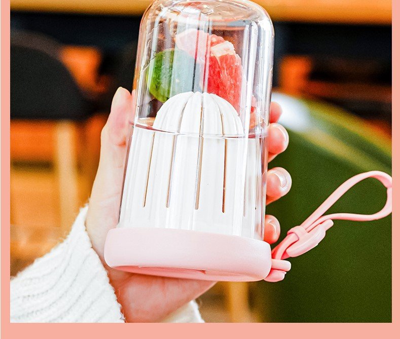 Cốc Uống Nước Thủy Tinh Detox Có Lọc Và Ống Hút Tiện Lợi 500Ml