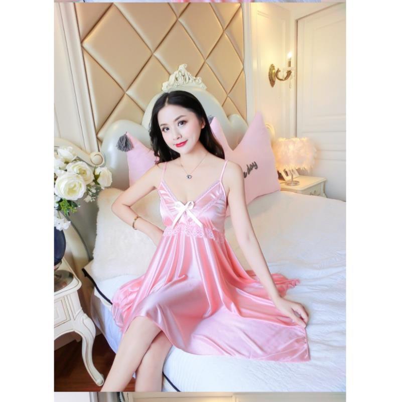 Đầm Ngủ Sexy Váy Ngủ Hàn Quốc ️FreeShip - Chất Đẹp️Lụa Satin 2 Dây Đẹp Gợi Cảm Quyến Rũ
