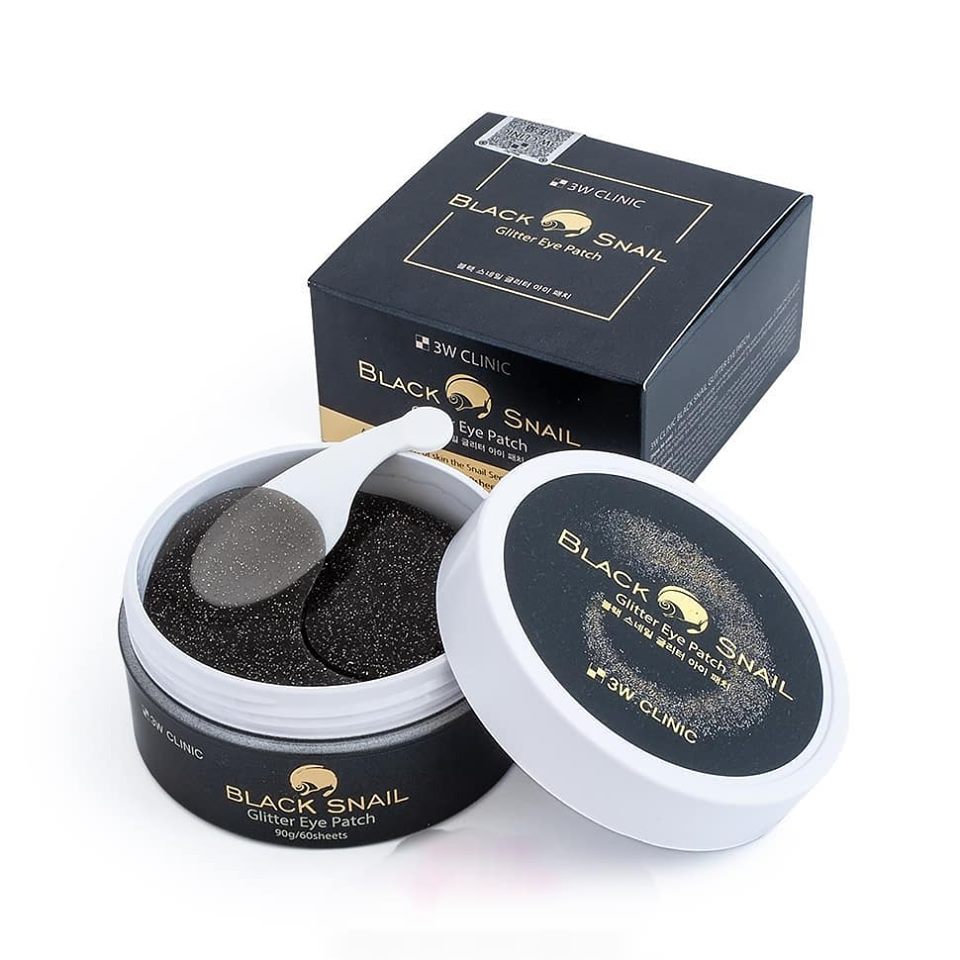 MẶT NẠ ĐẮP MẮT CHIẾT XUẤT DỊCH NHẦY ỐC SÊN BLACK SNAIL GLITTER EYE PATCH 3W CLINIC 90gr 60 Miếng